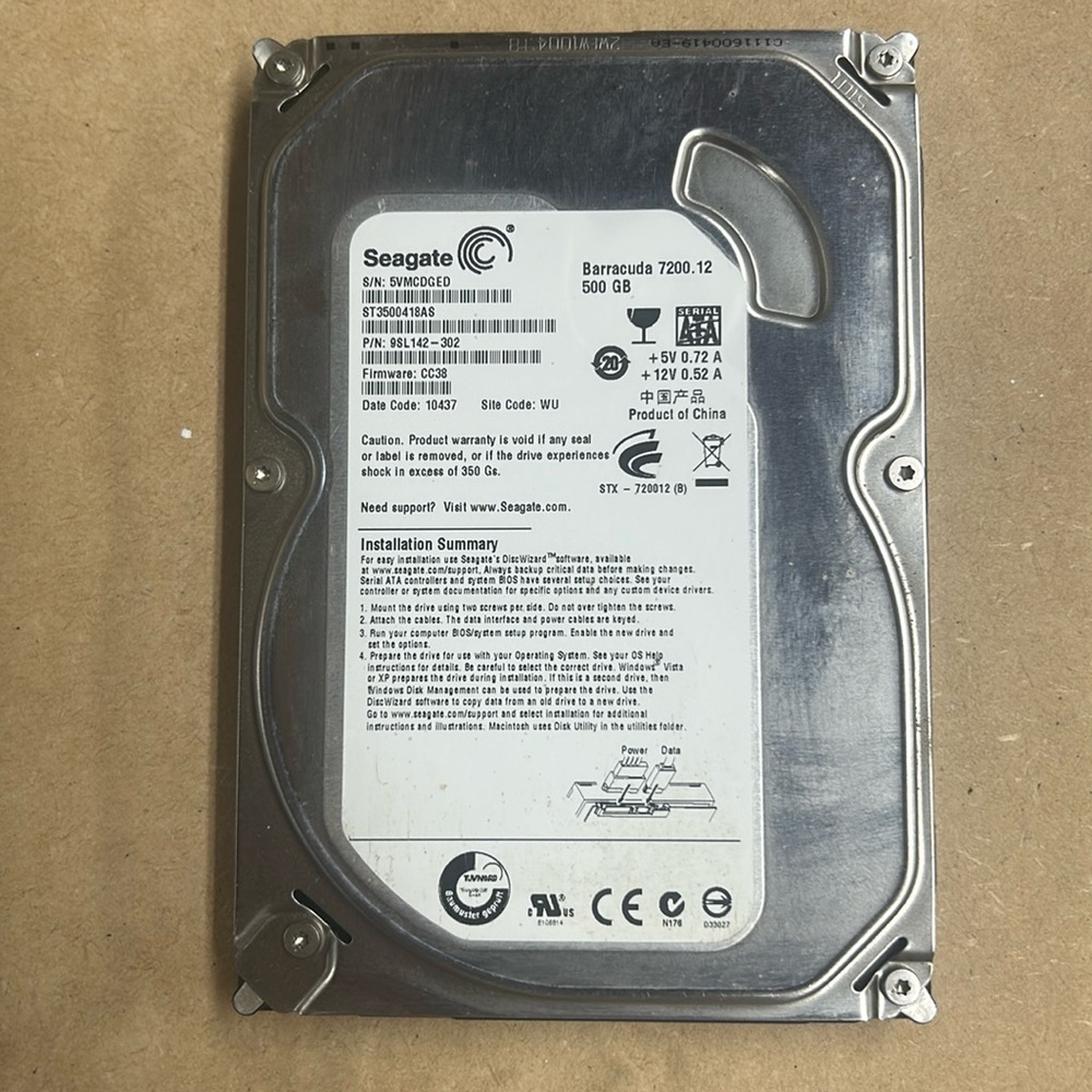 Seagate Barracuda ST3500413AS 500GB 7.2K 3.5" SATA Hard Drive